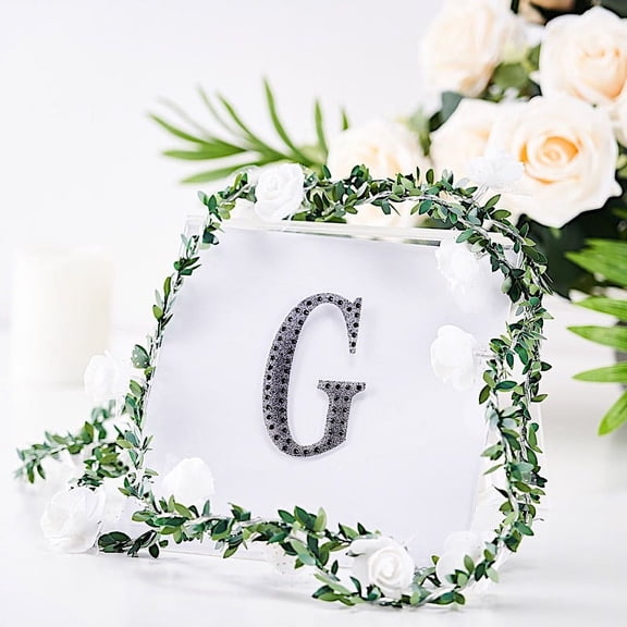 BalsaCircle 4" Black Solid Letter G Self-Adhesive Rhinestones Gems Sticker