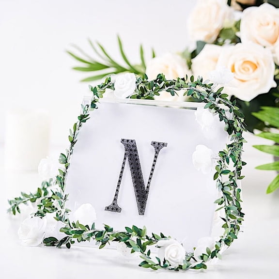 BalsaCircle 4" Black Solid Letter N Self-Adhesive Rhinestones Gems Sticker