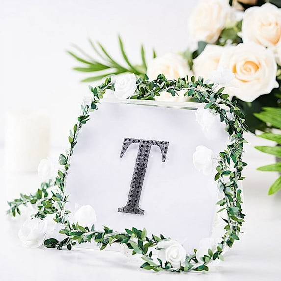 BalsaCircle 4" Black Solid Letter Number Self-Adhesive Rhinestones Gems Sticker