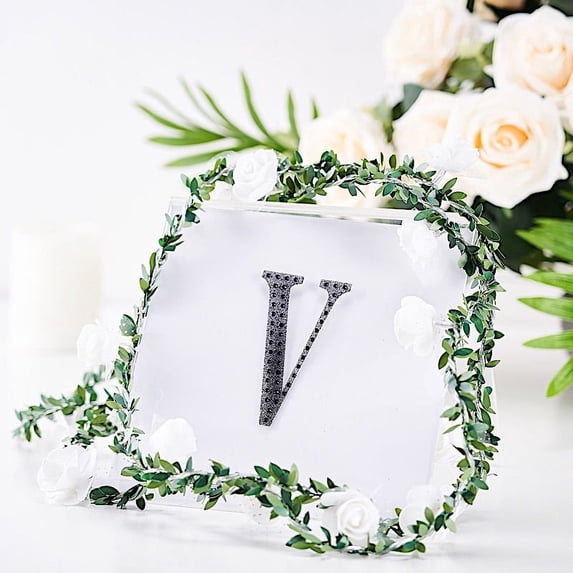 BalsaCircle 4" Black Solid Letter V Self-Adhesive Rhinestones Gems Sticker