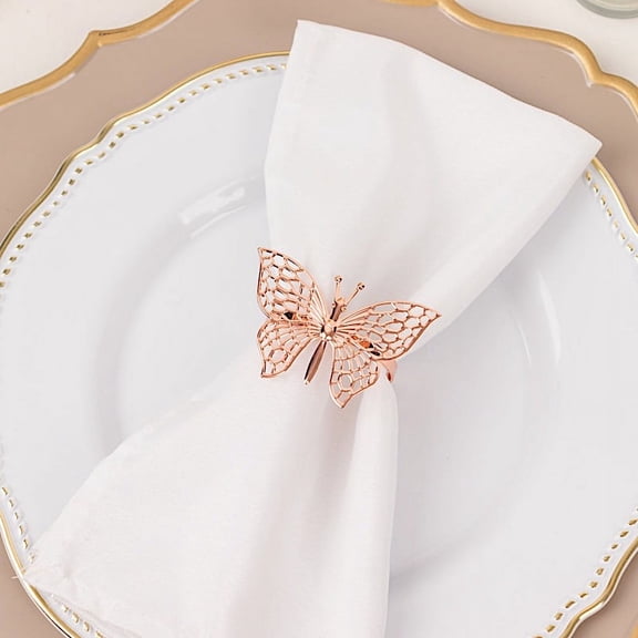 Balsa Circle 4 Blush Laser Cut Butterfly Design Metal Napkin Rings Party Events Reception Decorations Supplies