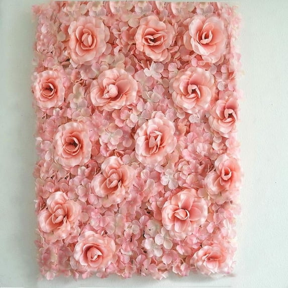 BalsaCircle 4 Blush Silk Roses Hydrangea Flowers Wall Panels 11 feet UV Protected Background Wedding Party Photo Booth