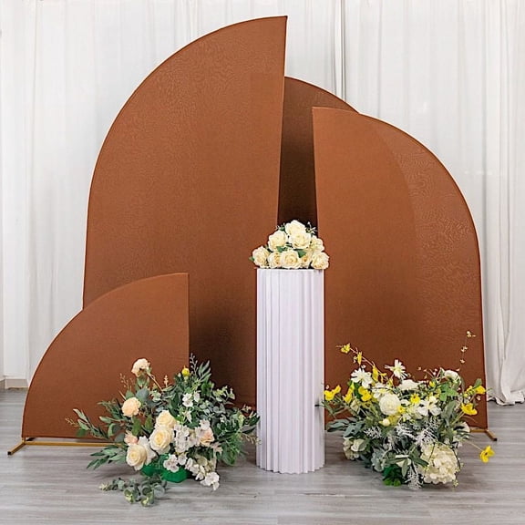 BalsaCircle 4 Cinnamon Brown Fitted Spandex Matter Half Moon Wedding Arch Backdrop Stand Covers Set Party Events Decorations