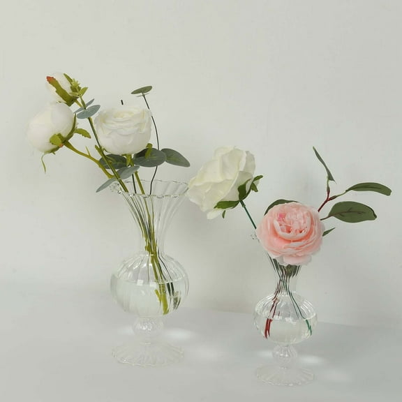 BalsaCircle 4 Clear Nordic Style Glass Vintage Transparent Bud Planter Vases Wedding Party Centerpieces Decorations