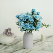 BalsaCircle 4 Dusty Blue Bushes 12" Artificial Flowers Silk Roses Bouquets Wedding Party Events Decorations Supplies