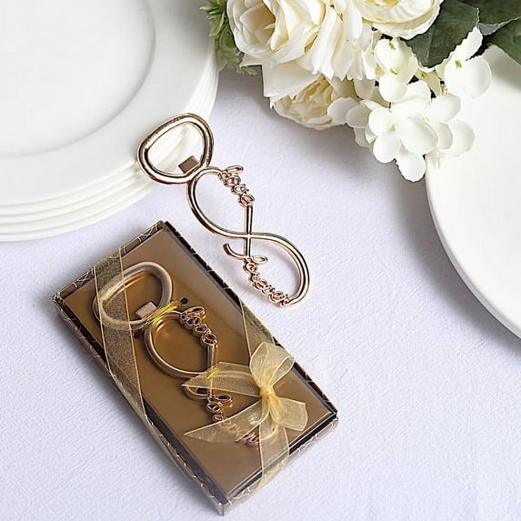 Balsa Circle 4" Gold Infinity Sign Love Forever Metal Bottle Opener Gift Box Party Events