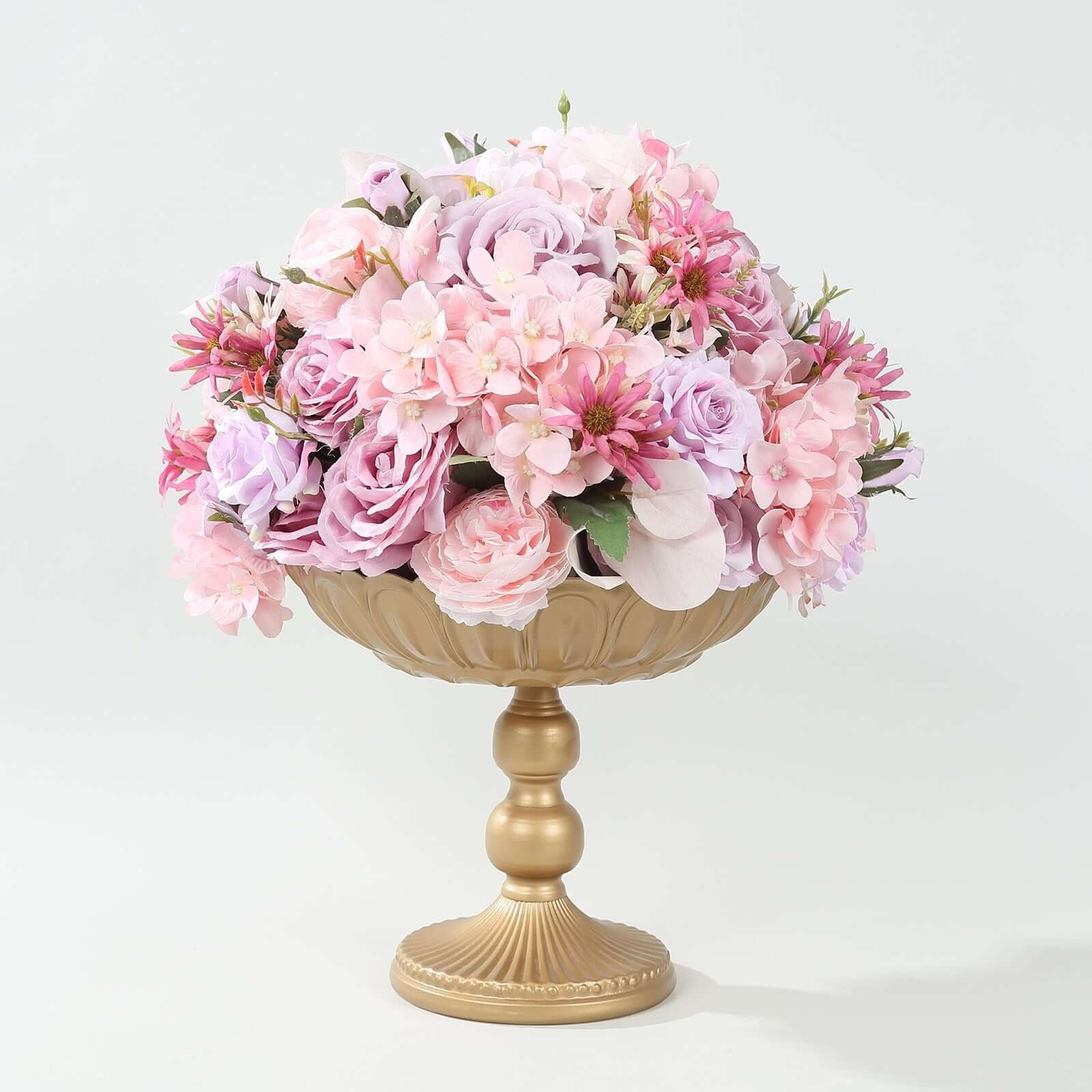 BalsaCircle 4 Gold Metal Compote Pedestal Bowl Flower Vases in Vintage ...