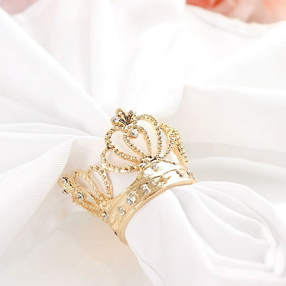 Balsa Circle 4 Gold Round Metallic Crown Rhinestones Dinner Napkin Rings Party Events Home Decorations Supplies