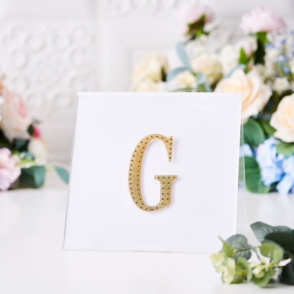 BalsaCircle 4" Gold Solid Letter Number Self-Adhesive Rhinestones Gems Sticker