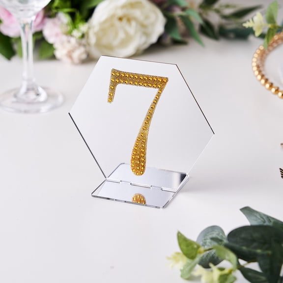 Balsa Circle 4" Gold Number 7 Rhinestones Sticker