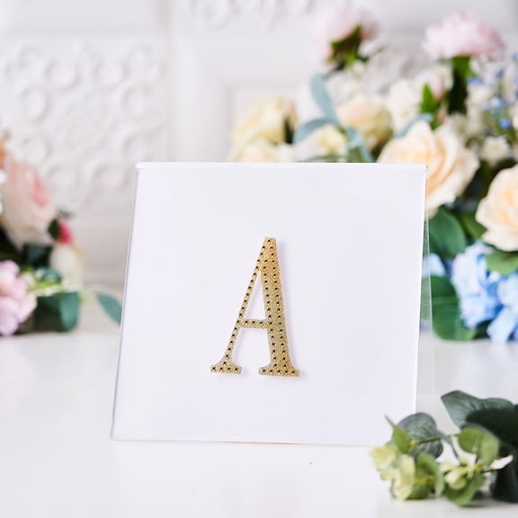 BalsaCircle 4" Gold Solid Letter Number Self-Adhesive Rhinestones Gems Sticker