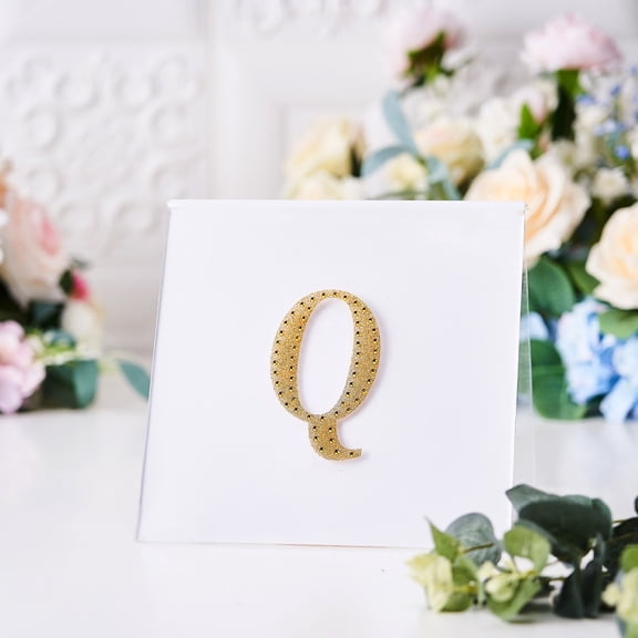 BalsaCircle 4" Gold Solid Letter Q Self-Adhesive Rhinestones Gems Sticker