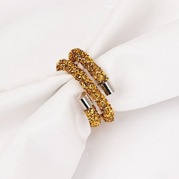 BalsaCircle 4 Gold Swirl Design Rhinestone Napkin Rings Party Events Reception Decorations Wedding Supplies