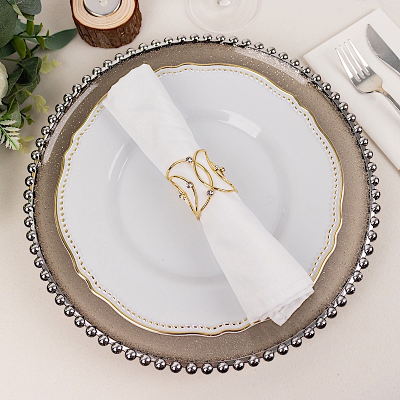 Small Dinner Rings Balsa Circle 4 Gold Metal Hollow Woven Dinner Napkin Rings Rhinestones ...