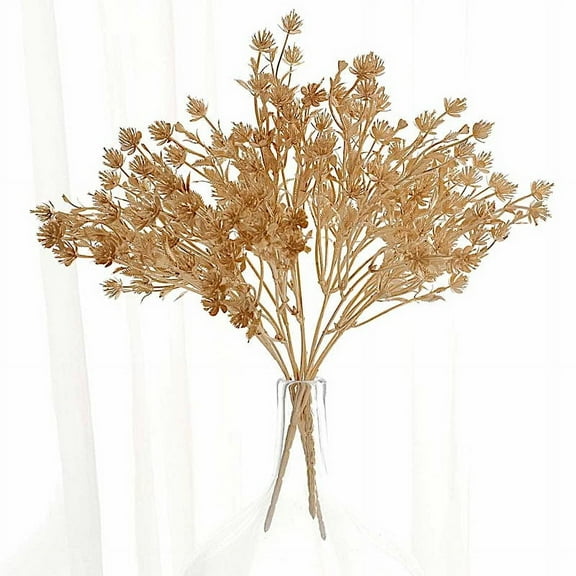 BalsaCircle 4 Metallic Gold Artificial Baby's Breath Flower Bouquets Wedding Party Decorations