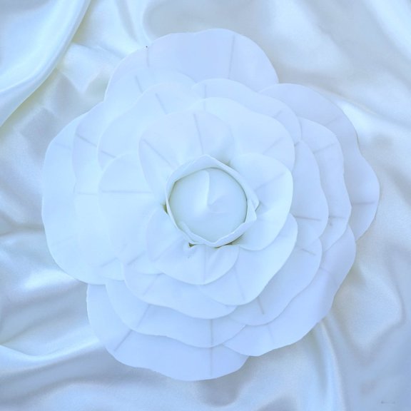 BalsaCircle 4 Pieces 12" White Artificial Large Roses Flowers Wall Backdrop Party