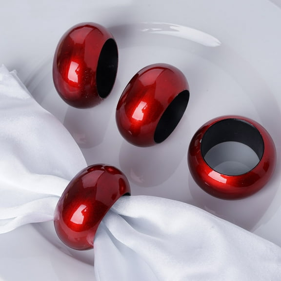 Balsa Circle 4 Pieces Acrylic Napkin Rings Table Top Decorations Red