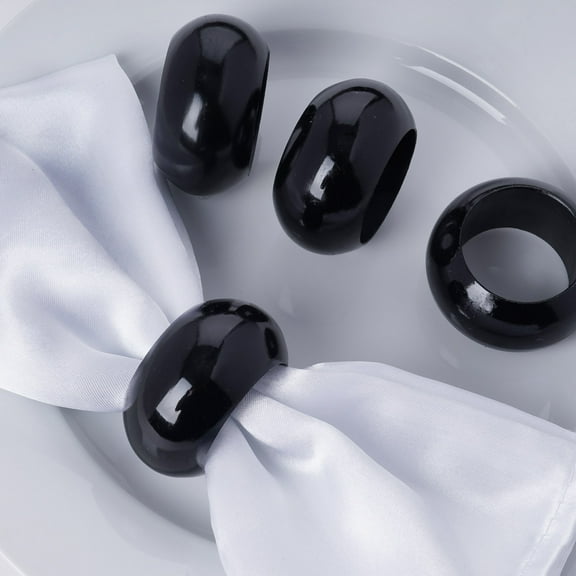 BalsaCircle 4 Pieces Acrylic Napkin Rings Table Top Decorations Black