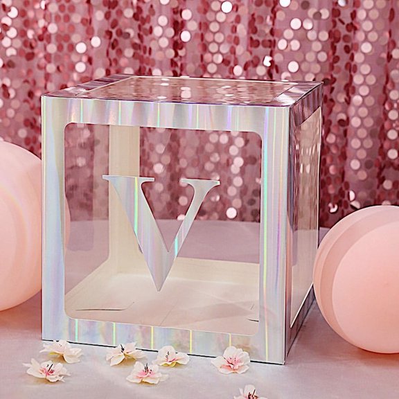 BalsaCircle 4 Pieces Iridescent 5" Letter V Cardstock Stickers Backdrop Wall Party Decorations
