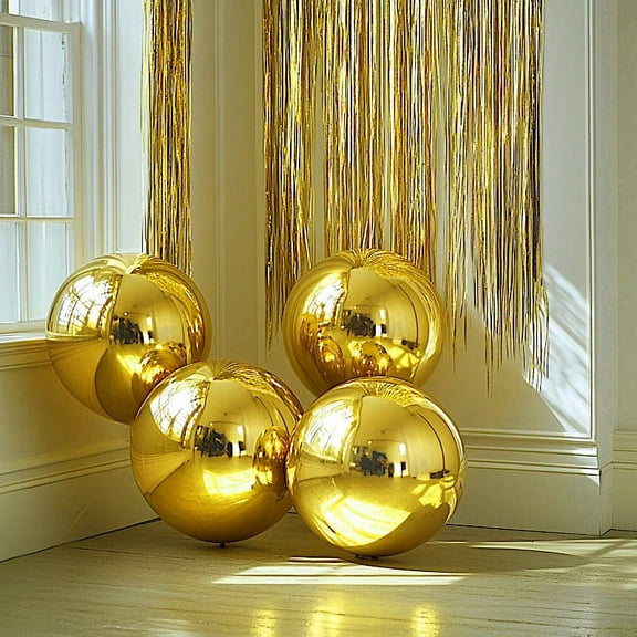 BalsaCircle 4 Pieces Large Round 39" Metallic Gold Mylar Foil Plain Balloons Wedding Party Decorations