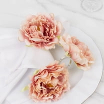 Balsa Circle 4 Pink Metal Napkin Rings with Artificial Silk Peony Flower Party Table Decorations Wedding Events Tableware Supplies