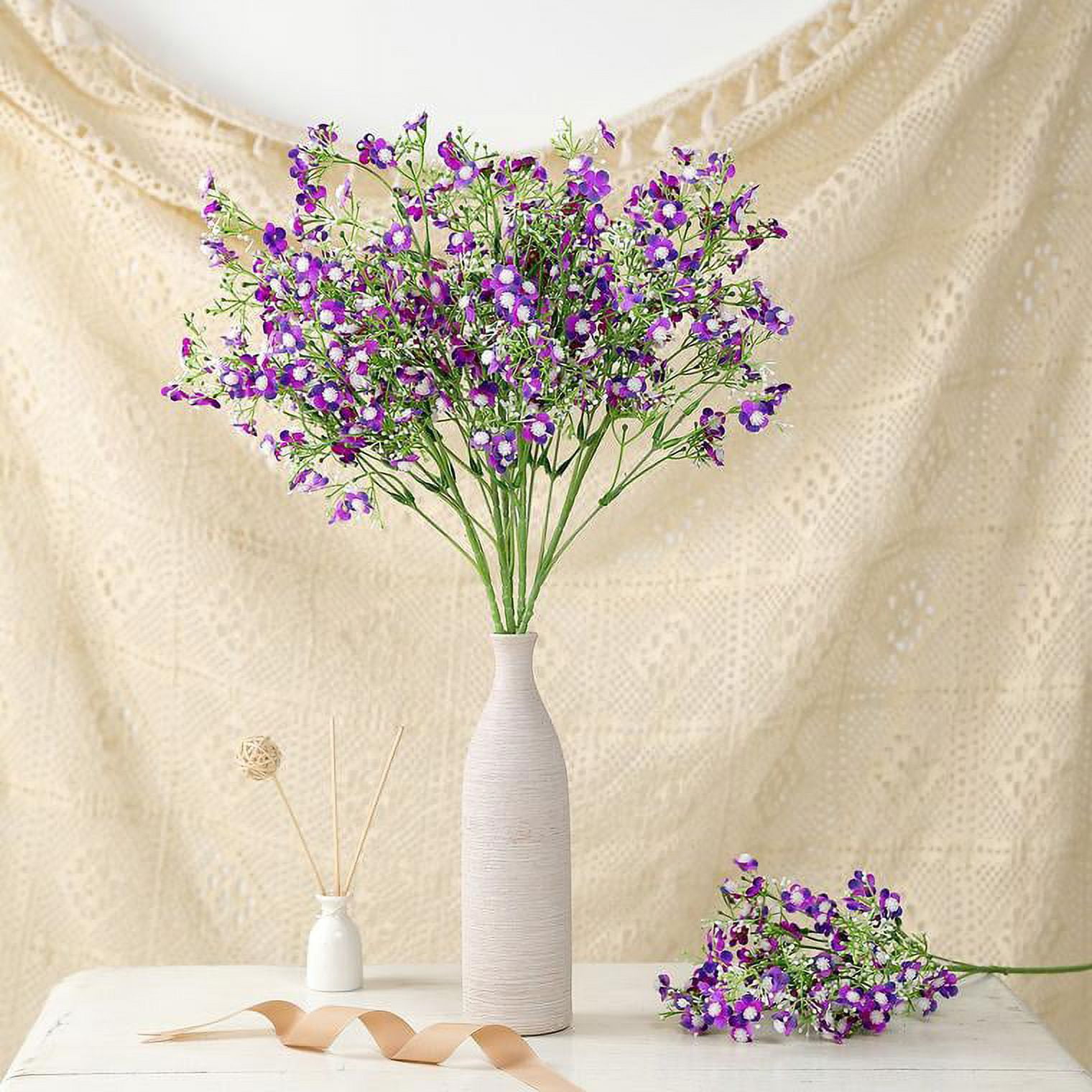  LUSHIDI 6PCS Artificial Baby Breath Flowers Fake Silk Real  Touch DIY Floral Bouquets Decor Wedding Party Decoration Arrangements  (Purple) : Home & Kitchen