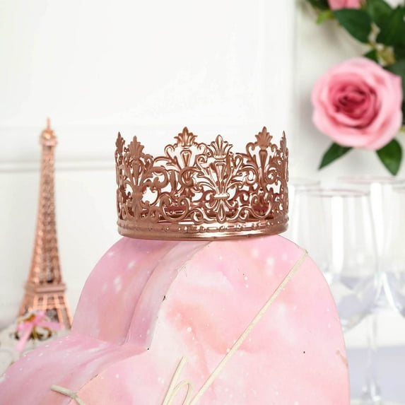 BalsaCircle 4" Rose Gold Metal Crown Cake Topper Princess Birthday Party Decorations