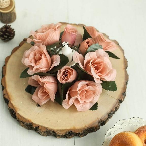 BalsaCircle 4 Silk Roses Flowers Candle Rings DIY Party Artificial Bouquets Arrangements