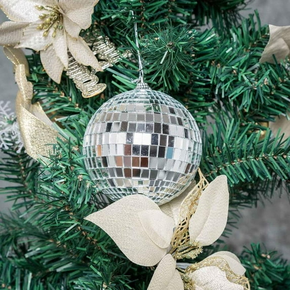 BalsaCircle 4 Silver Mirror 6" Disco Balls Hanging Glass Party Christmas Ornaments Wedding Decorations