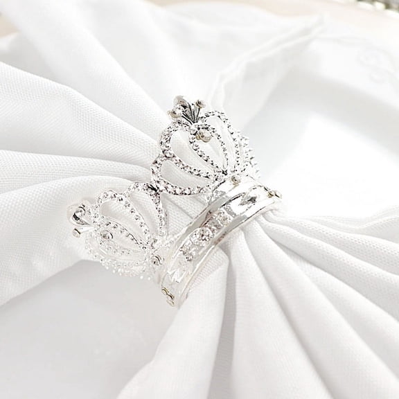 BalsaCircle 4 Silver Round Metallic Crown Rhinestones Dinner Napkin Rings Party Events Home Decorations Supplies