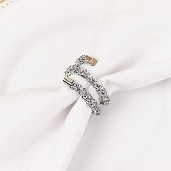Balsa Circle 4 Silver Swirl Design Rhinestone Napkin Rings Party Events Reception Decorations Wedding Supplies
