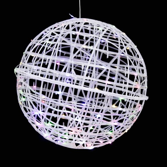 BalsaCircle 4 White 19" Woven Rattan Orbs LED Lighted Decorative Sphere Balls Wedding Party