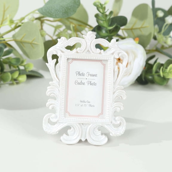 BalsaCircle 4 White 4x3 in Resin Vintage Baroque Picture Frames Party Wedding Favors Events Decorations Supplies