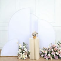 BalsaCircle 4 White Fitted Spandex Matter Half Moon Wedding Arch Backdrop Stand Covers Set Party Events Decorations
