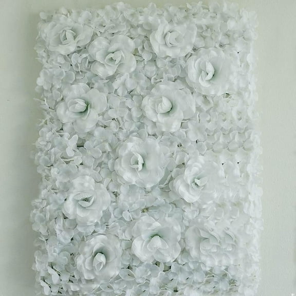 BalsaCircle 4 White Silk Roses Hydrangea Flowers Wall Panels 11 feet UV Protected Background Wedding Party Photo Booth