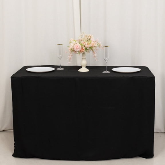 BalsaCircle 4 feet Black 24x30 in Fitted Polyester Rectangle Tablecloth Wedding Party Events Table Linens