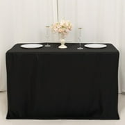 BalsaCircle 4 feet Black 24x42 in Fitted Polyester Rectangle Tablecloth Wedding Party Events Table Linens