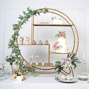 BalsaCircle 4 feet Gold Large Round Metal Cake Dessert Display Stand Wedding Arch Backdrop Party