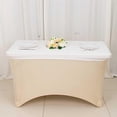 thumbnail image 1 of Balsa Circle 4 feet White Fitted Spandex Rectangular Table Top Cover Wedding Catering Home Dining Party, 1 of 8