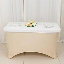 Balsa Circle 4 feet White Fitted Spandex Rectangular Table Top Cover Wedding Catering Home Dining Party