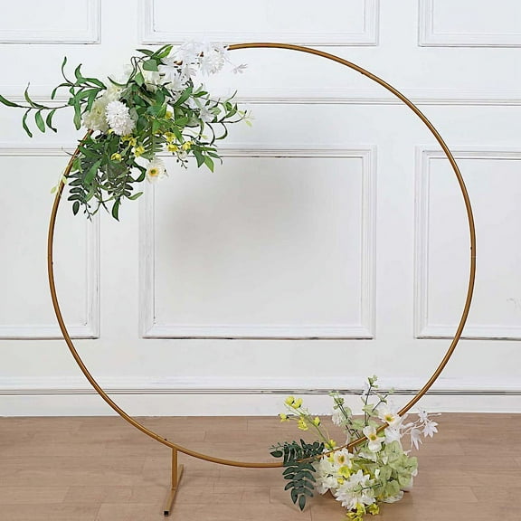BalsaCircle 4 ft Gold Balloon Circle Metal Frame Round Backdrop Stand Wedding Arch Party Events Decorations