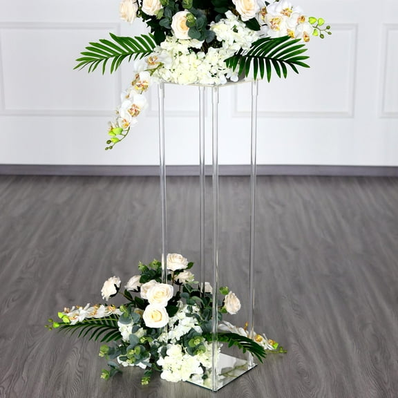 Balsa Circle 40" Clear Crystal Rectangular Stand Flower Vase Column Party Wedding Centerpieces Decorations