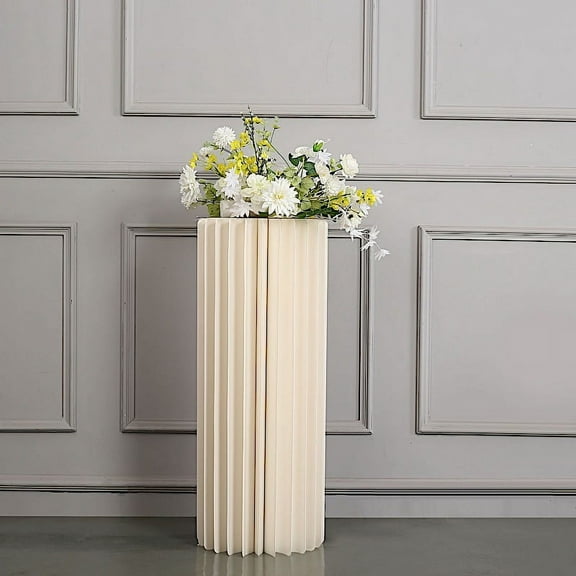 BalsaCircle 40" Ivory Cardboard Display Stand DIY Folding Accordion Pillar Pedestal Box Party Events Decorations