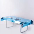 thumbnail image 1 of BalsaCircle 40" x 90" Turquoise Metallic Rectangular Disposable Plastic Tablecloth Tables, 1 of 7