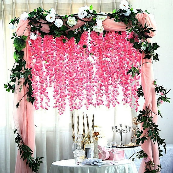 BalsaCircle 42" Pink Hanging Artificial Wisteria Flowers Vine DIY Garland Wedding Party Centerpieces