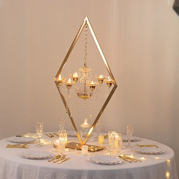 BalsaCircle 45 in Gold 6-Arm Acrylic Candelabra Candle Holders Party Centerpieces Wedding Reception Events Decorations Supplies
