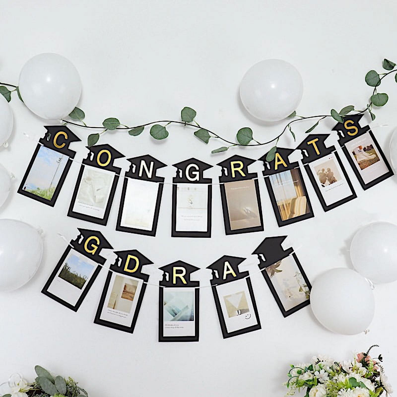 BalsaCircle 5.5 feet Black Gold Congrats Grad Paper Hanging Graduation ...