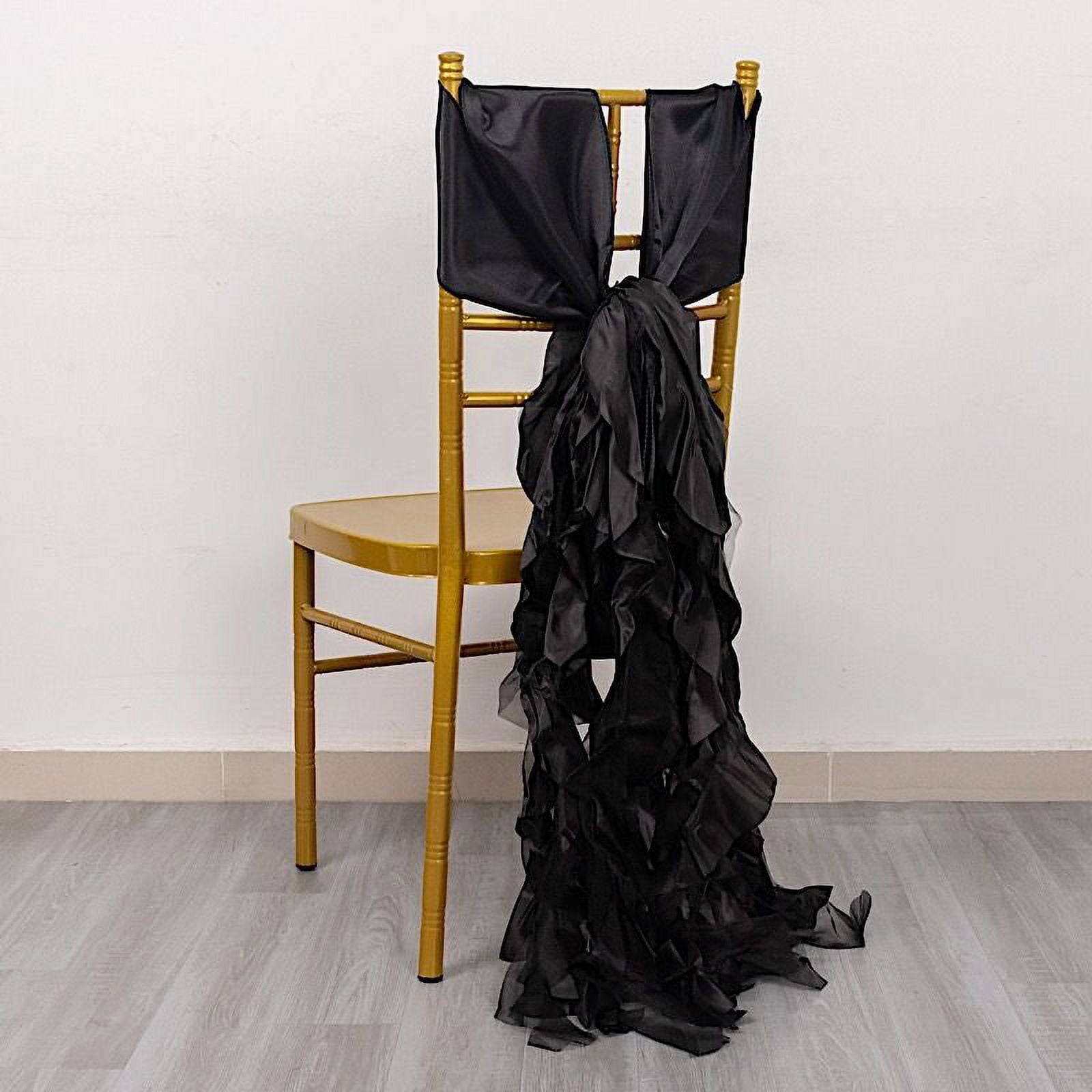 BalsaCircle 5 Black Curly Willow Chiffon Satin Chair Sashes Wedding Party Events Reception Decorations Supplies Walmart