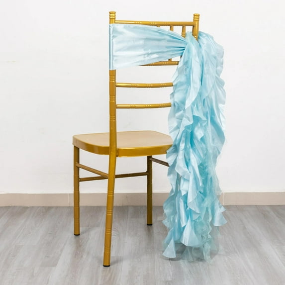 BalsaCircle 5 Blue Curly Willow Chiffon Satin Chair Sashes Wedding Party Events Reception Decorations Supplies