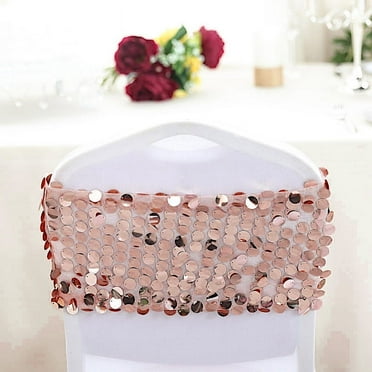 BalsaCircle 5 Blush 10" Big Payette Sequined Chair Sashes Events Catering